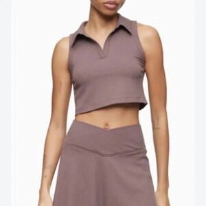 Calvin Klein Perfomance Cropped Polo Tank Top Terre Size L BRAND NEW WITH TAGS